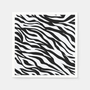 Zwart-wit Oerwoud Zebra Pattern Print Servet