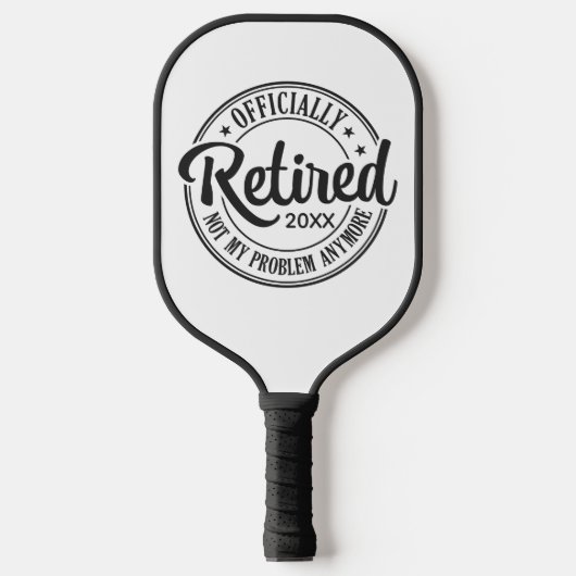 Zwart-wit Officieel met pensioen Pickleball Paddle (Voorkant)