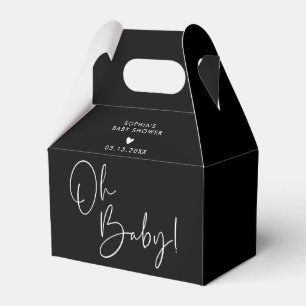 Zwart-wit Oh Baby Modern Boho Baby shower Bedankdoosjes