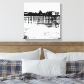 Zwart-wit Old Orchard Beach Tekening Canvas Afdruk (Insitu (Slaapkamer))