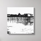 Zwart-wit Old Orchard Beach Tekening Canvas Afdruk (Voorkant)
