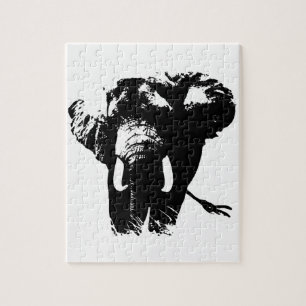 Zwart wit olifant Dierenillustratie Schilderen Legpuzzel