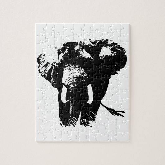 Zwart wit olifant Dierenillustratie Schilderen Legpuzzel (Verticaal)