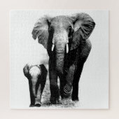 Zwart-wit olifant en Baby - Animals Art Legpuzzel (Verticaal)