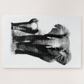 Zwart-wit olifant en Baby - Animals Art Legpuzzel (Horizontaal)