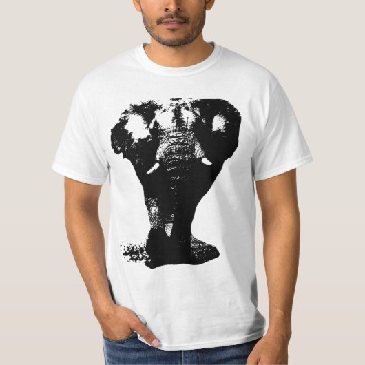 Zwart & Wit Olifant Pop Art Design T-shirt (Voorkant)