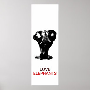 Zwart & Wit Olifant Pop Kunst Poster