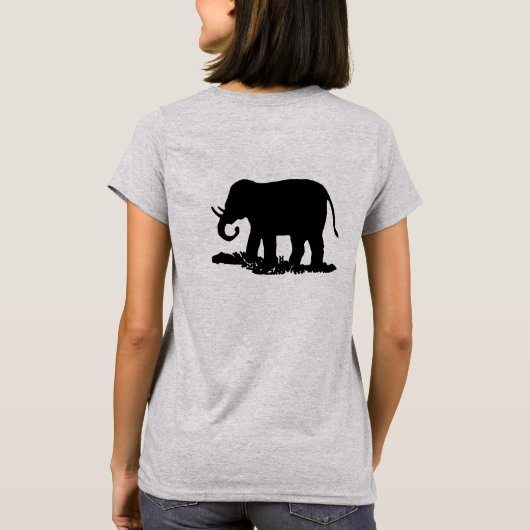 Zwart-wit olifant silhouet t-shirt (Achterkant)