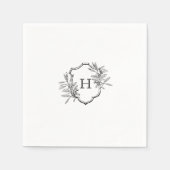 Zwart-wit Olive Monogram Servet (Voorkant)