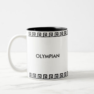 Zwart-wit Olympische Griekse geometrische patroon Tweekleurige Koffiemok