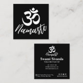 Zwart-wit Om (Aum) HIndu Meditatie Symbool Vierkante Visitekaartje (Voorkant / Achterkant)