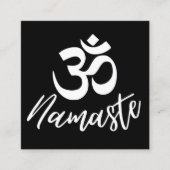 Zwart-wit Om (Aum) HIndu Meditatie Symbool Vierkante Visitekaartje (Voorkant)