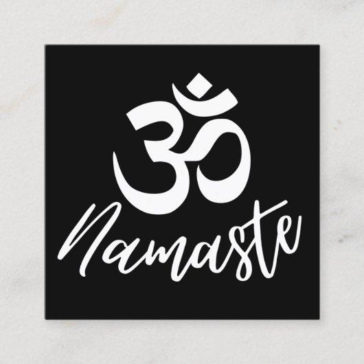 Zwart-wit Om (Aum) HIndu Meditatie Symbool Vierkante Visitekaartje (Voorkant)
