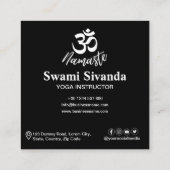 Zwart-wit Om (Aum) HIndu Meditatie Symbool Vierkante Visitekaartje (Achterkant)