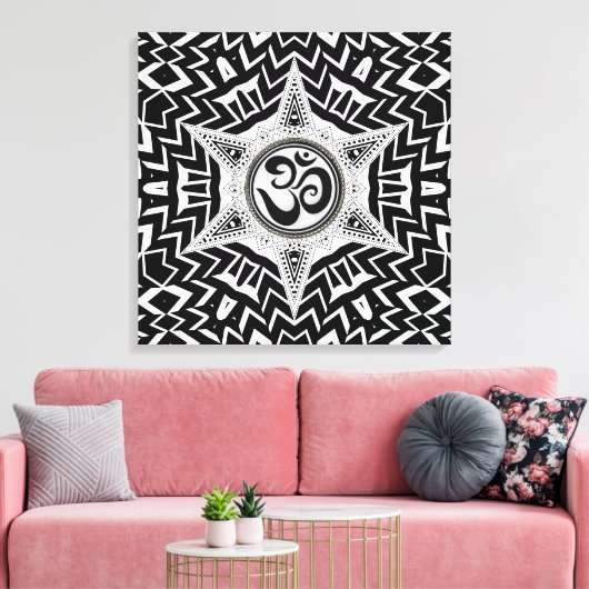 Zwart-wit om ster te scheuren Mandala Canvas (Insitu (Woonkamer))