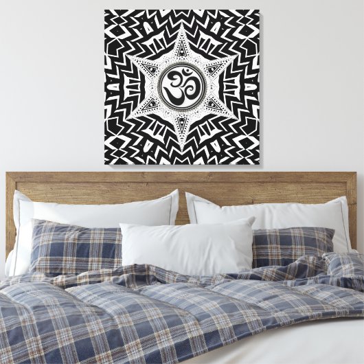 Zwart-wit om ster te scheuren Mandala Canvas (Insitu (Slaapkamer))