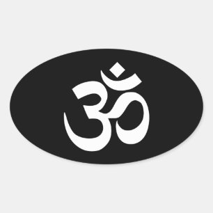 Zwart-wit Om-symbool Ovale Sticker
