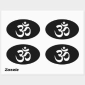 Zwart-wit Om-symbool Ovale Sticker (Vel)