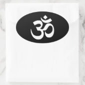 Zwart-wit Om-symbool Ovale Sticker (Tas)