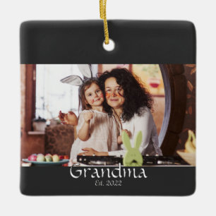 Zwart Wit Oma Opgericht Vet Foto Keramisch Ornament