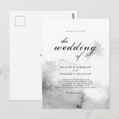 Zwart-wit Ombre Kalligrafie Bruiloft Briefkaart (Voorkant / Achterkant)