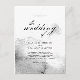 Zwart-wit Ombre Kalligrafie Bruiloft Briefkaart
