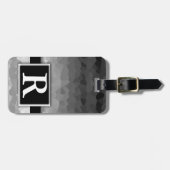 Zwart-wit Ombre Modern Elegant Monogram Bagagelabel (Voorkant horizontaal)