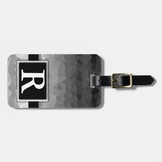 Zwart-wit Ombre Modern Elegant Monogram Bagagelabel (Voorkant horizontaal)