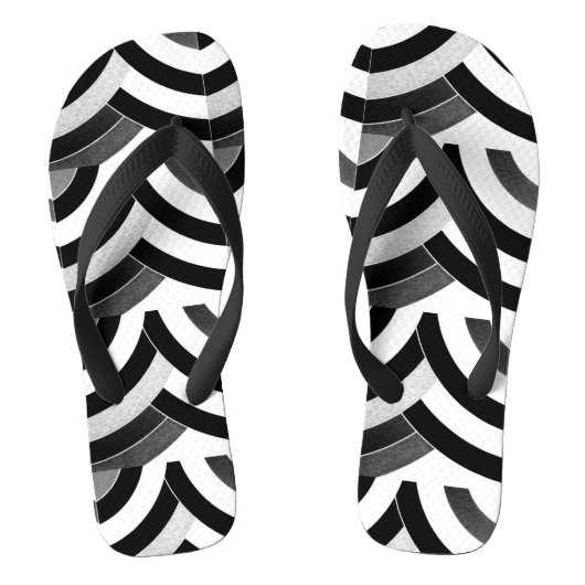 zwart wit ombre zigzag chevron patroon teenslippers (Voetbed)