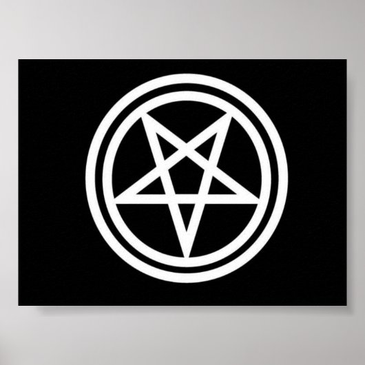Zwart-wit omgekeerd pentagram poster, med. poster (Voorkant)