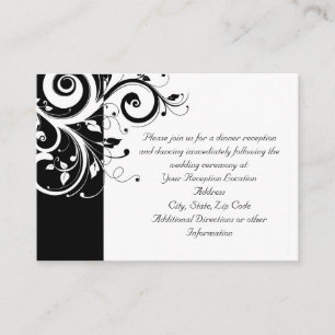 Zwart + Wit Omgekeerde Swirl Receptie en Kaart Kaa