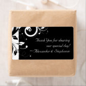 Zwart + wit omgekeerde werveling bruiloft gunst la etiket (Insitu)