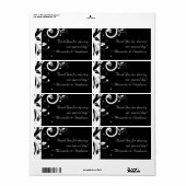 Zwart + wit omgekeerde werveling bruiloft gunst la etiket (Full Sheet)