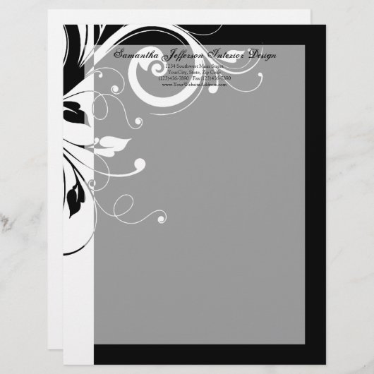 Zwart-wit Omgekeerde werveling Letterkop Briefhoofd (Voorkant / Achterkant)