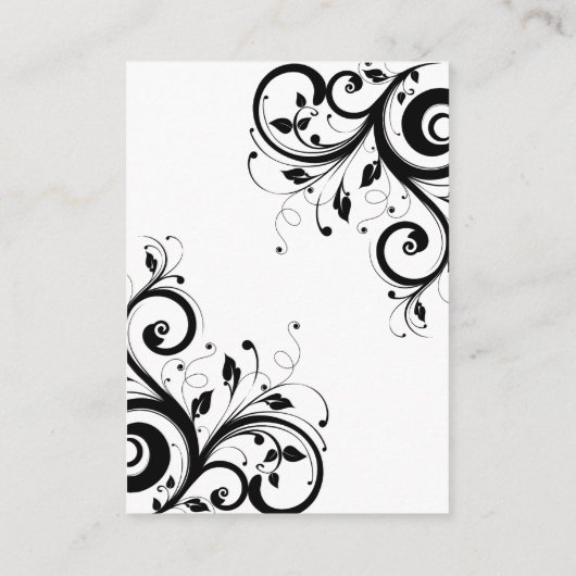 Zwart + wit omgekeerde werveling ontvangst details informatiekaartje (Achterkant)