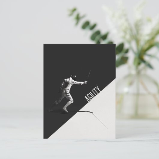 Zwart-wit omheining briefkaart (Staand voorkant)