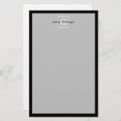 Zwart wit omhuld Initiaal monogram Briefpapier (Voorkant / Achterkant)