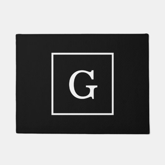 Zwart wit omhuld Initiaal monogram Deurmat (Voorkant)