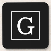 Zwart wit omhuld Initiaal monogram Drankjes Onderzetter (Voorkant)