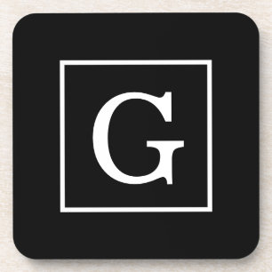 Zwart wit omhuld Initiaal monogram Drankjes Onderzetter