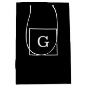 Zwart wit omhuld Initiaal monogram Medium Cadeauzakje (Voorkant)