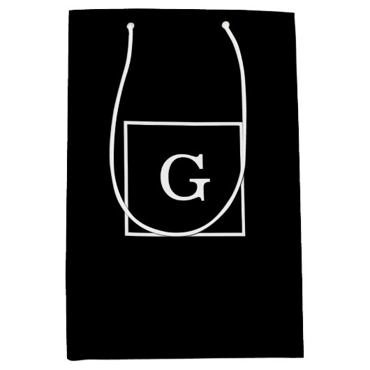 Zwart wit omhuld Initiaal monogram Medium Cadeauzakje (Voorkant)