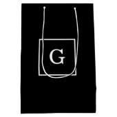 Zwart wit omhuld Initiaal monogram Medium Cadeauzakje (Achterkant)