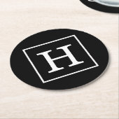 Zwart wit omhuld Initiaal monogram Ronde Kartonnen Onderzetter (Gebogen)