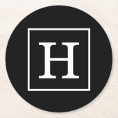 Zwart wit omhuld Initiaal monogram Ronde Kartonnen Onderzetter (Voorkant)