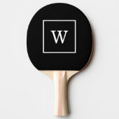 Zwart wit omhuld Initiaal monogram Tafeltennisbatje (Achterkant)