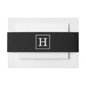 Zwart wit omhuld Initiaal monogram Uitnodigingen Wikkel (Voorkant Voorbeeld)