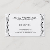 Zwart-wit omkeerbaar Floral Lace Element Visitekaartje (Achterkant)