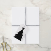 Zwart & Wit Omkeerbare Doodle Kerstboom Cadeaulabel (Met Touw)