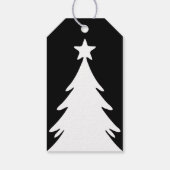 Zwart & Wit Omkeerbare Doodle Kerstboom Cadeaulabel (Achterkant)